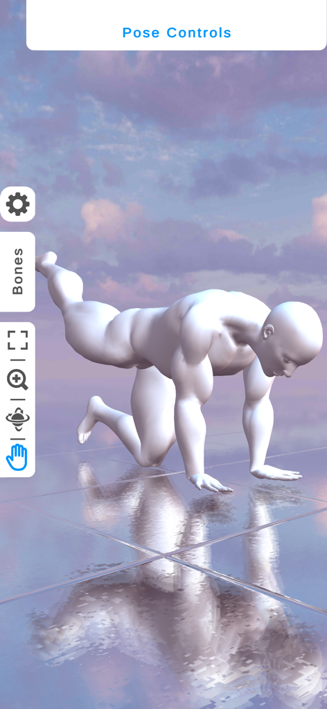 Ultimate Poser 3D Model Poses - 3D human model in a dynamic crawling pose within the Ultimate Poser app interface
