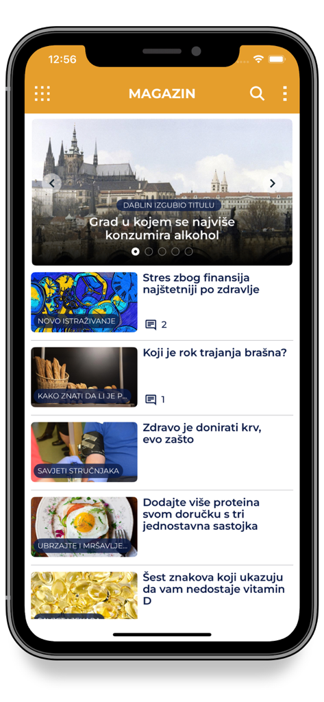 RTCG Nachrichten-App Magazinbereich zeigt Lifestyle- und Gesundheitsartikel auf einem Smartphone