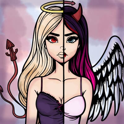 devil vs angel realistic girl