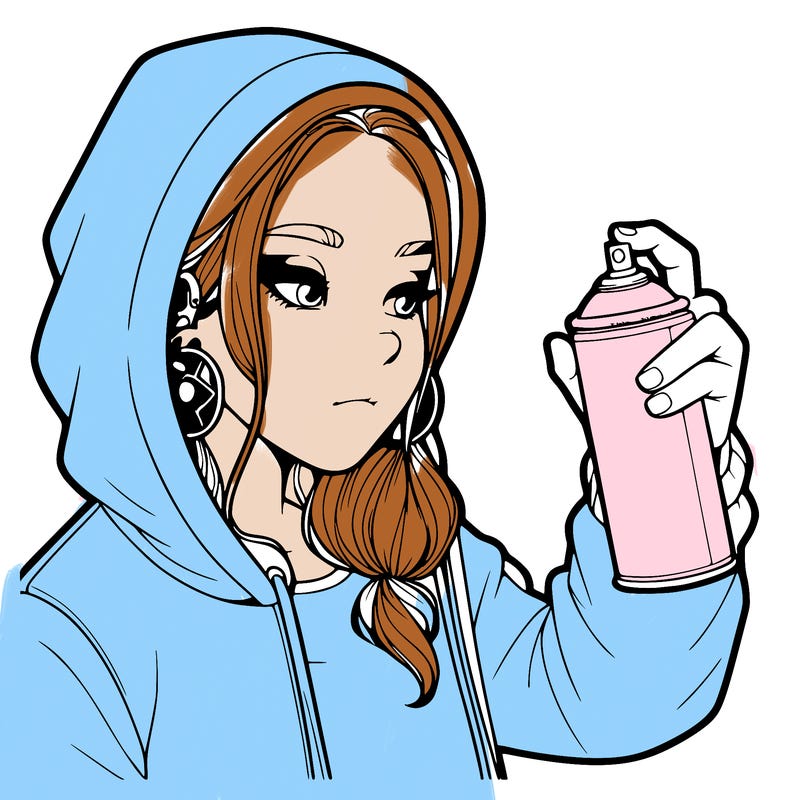 a realistic girl, spray painting