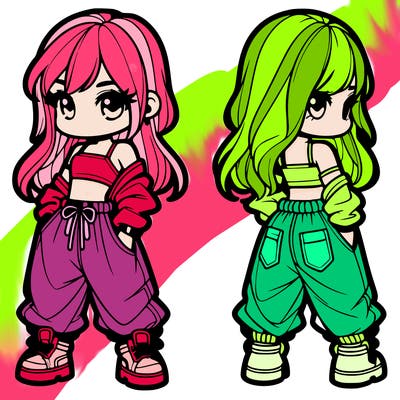 girl in crop top and baggy pants