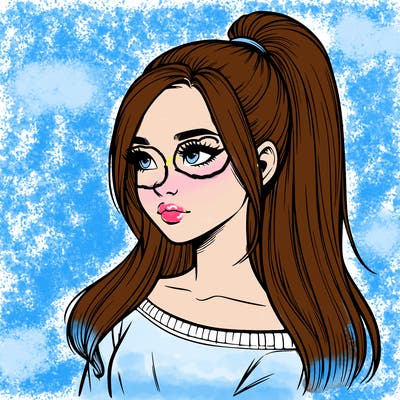 realistic girl with a high ponytail