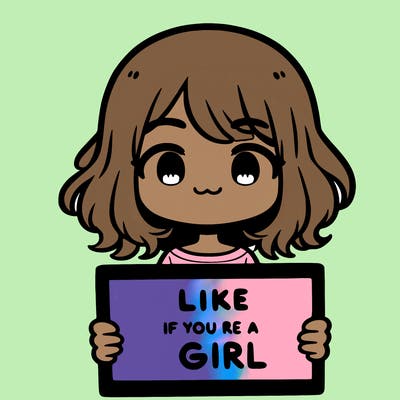 a cute girl holding a sign that says like if you’re a girl