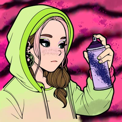 a realistic girl, spray painting