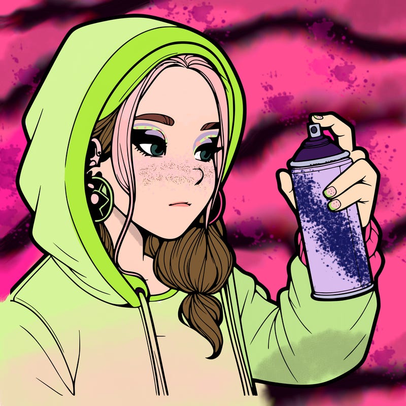 a realistic girl, spray painting