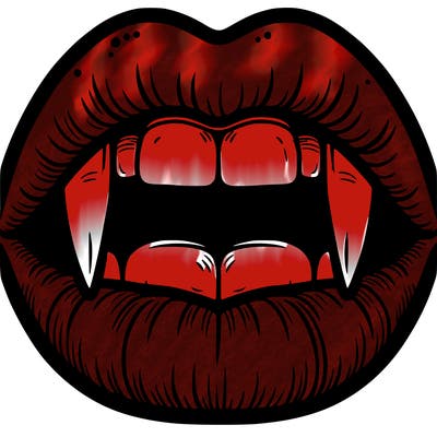 lips with vampire teeth