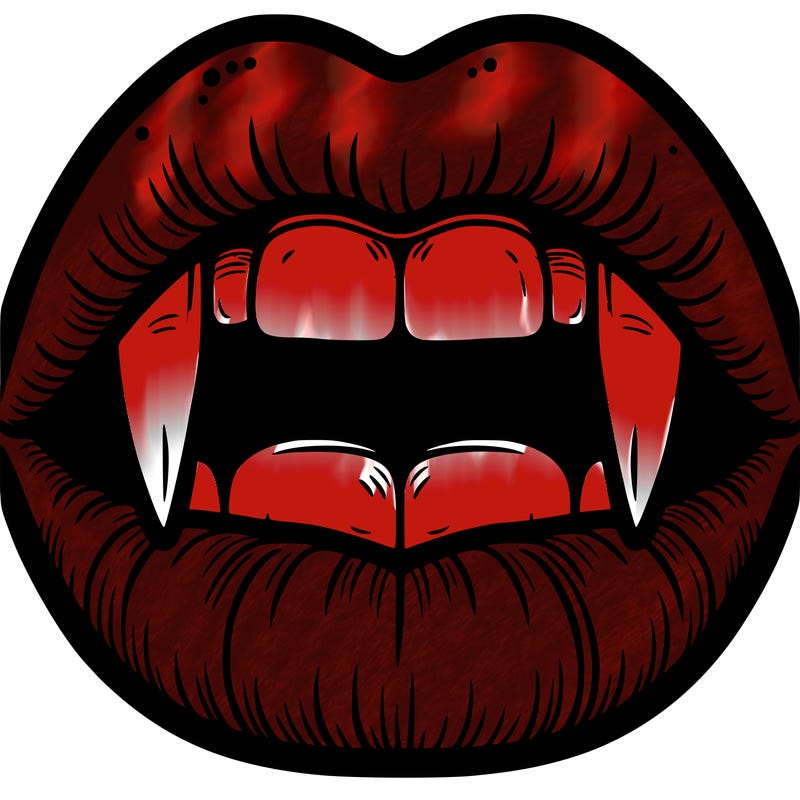 lips with vampire teeth