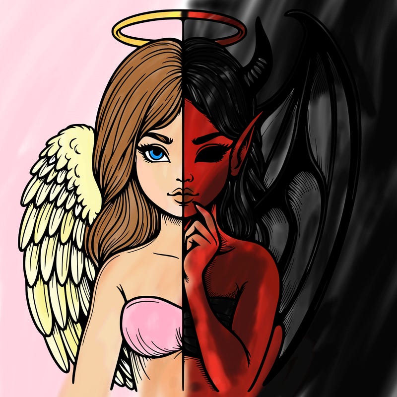 realistic angel half demon