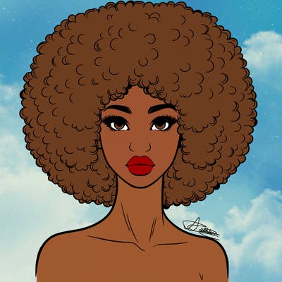 realistic lady with afro