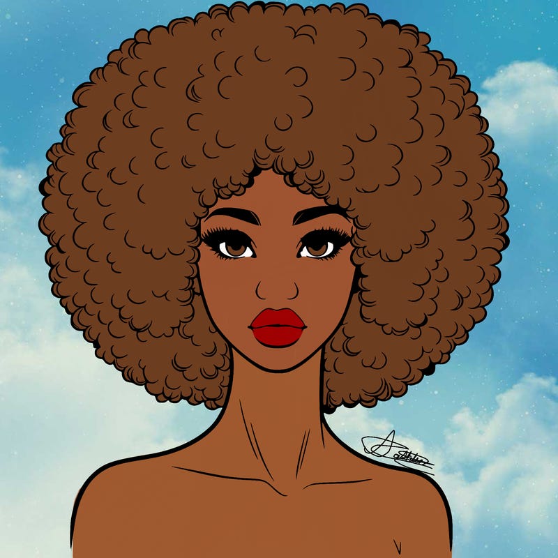 realistic lady with afro