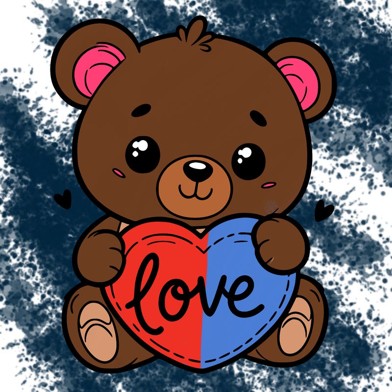teddy bear holding a heart that says love