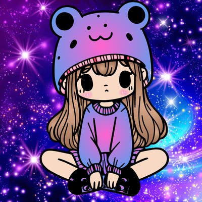 a girl wearing a frog hat and some frog socks