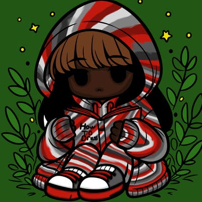 girl in oversized hoodie reading a book