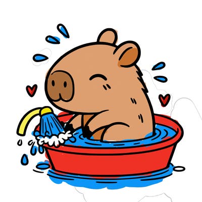 capybara taking a bath