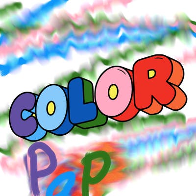 a sign that says color in bubble writing