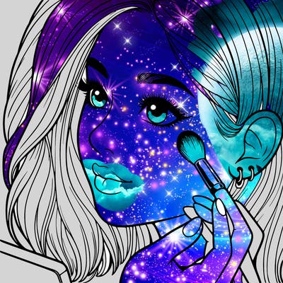 a realistic girl doing her makeup