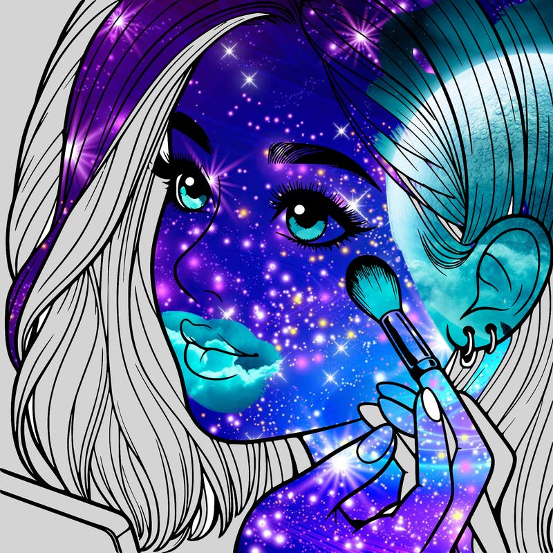 a realistic girl doing her makeup