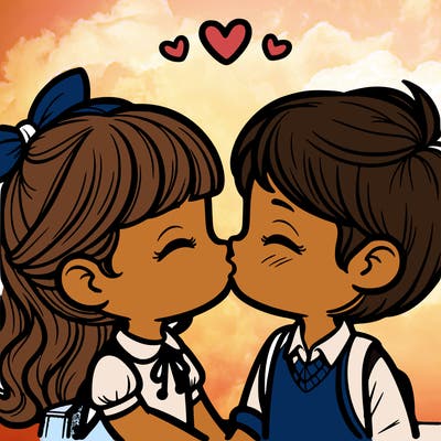 boy and girl kissing