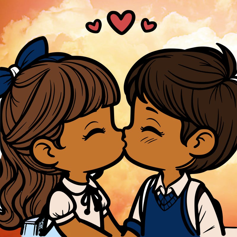 boy and girl kissing