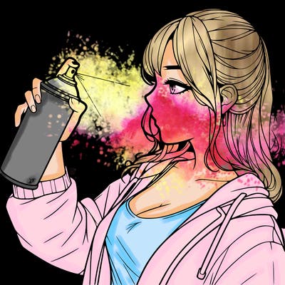 a realistic girl spray, painting