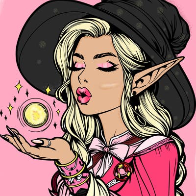 realistic elf casting a spell with lips