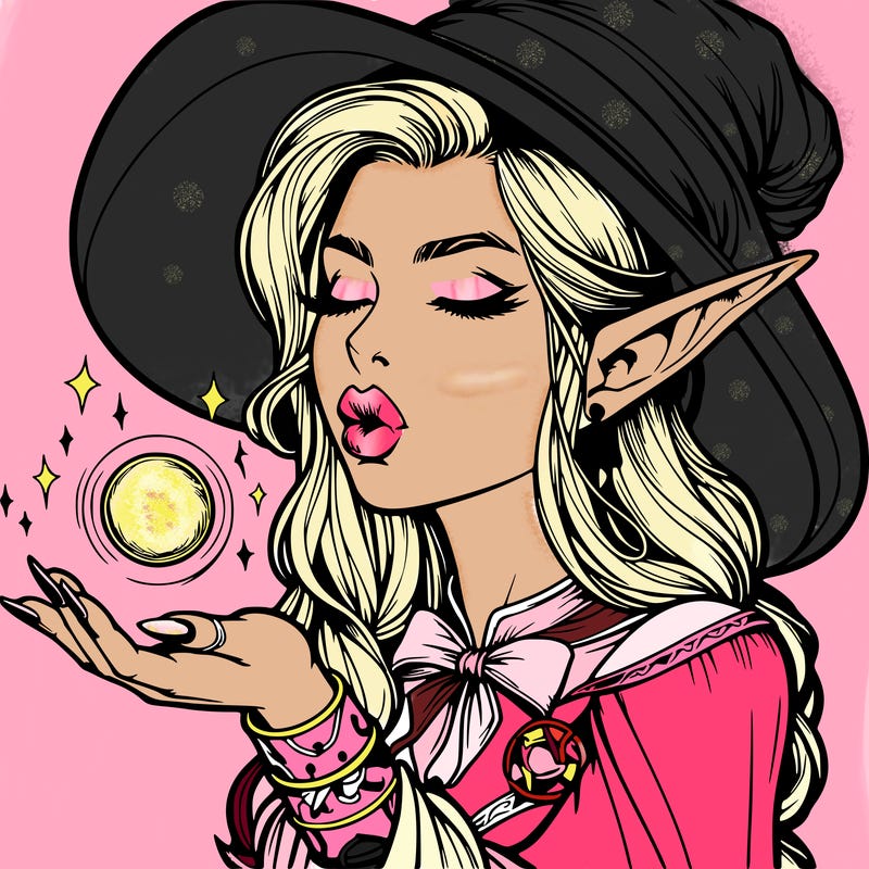 realistic elf casting a spell with lips