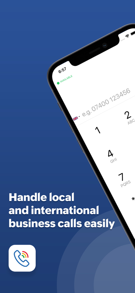ZDialer by Zoho Voice - ZDialer app interface showing a dial pad for local and international business calls