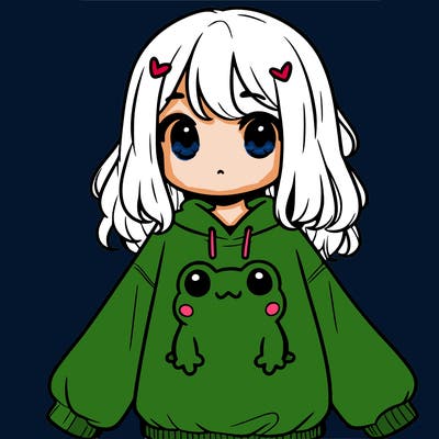 girl wearing frogging sweatshirt