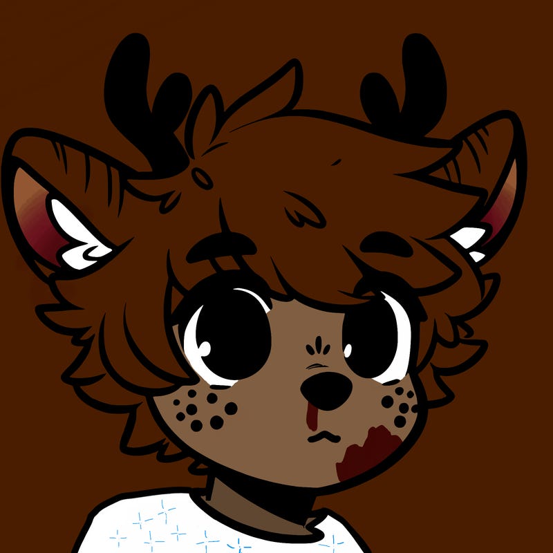a humanoid deer with soft fluffy ears