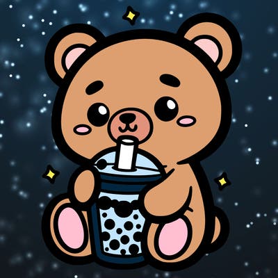 winnie the pooh drinking boba