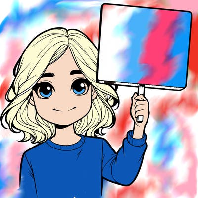 realistic girl holding up a sign