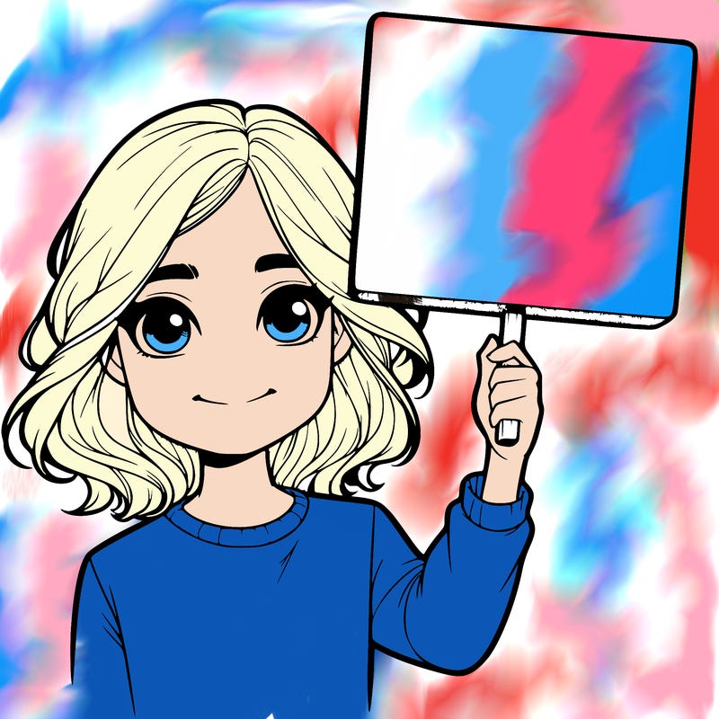 realistic girl holding up a sign