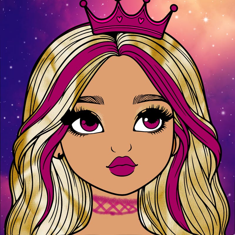 a realistic girl with a crown on