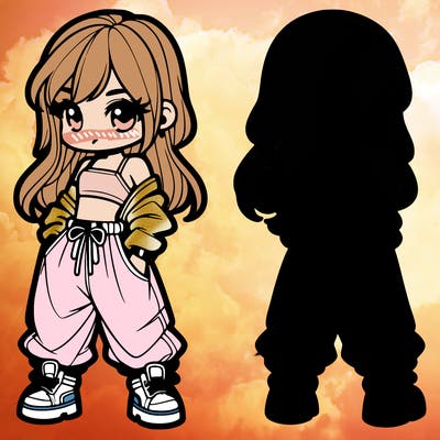girl in crop top and baggy pants