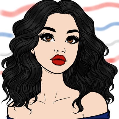 realistic girl with wavy hair and lips