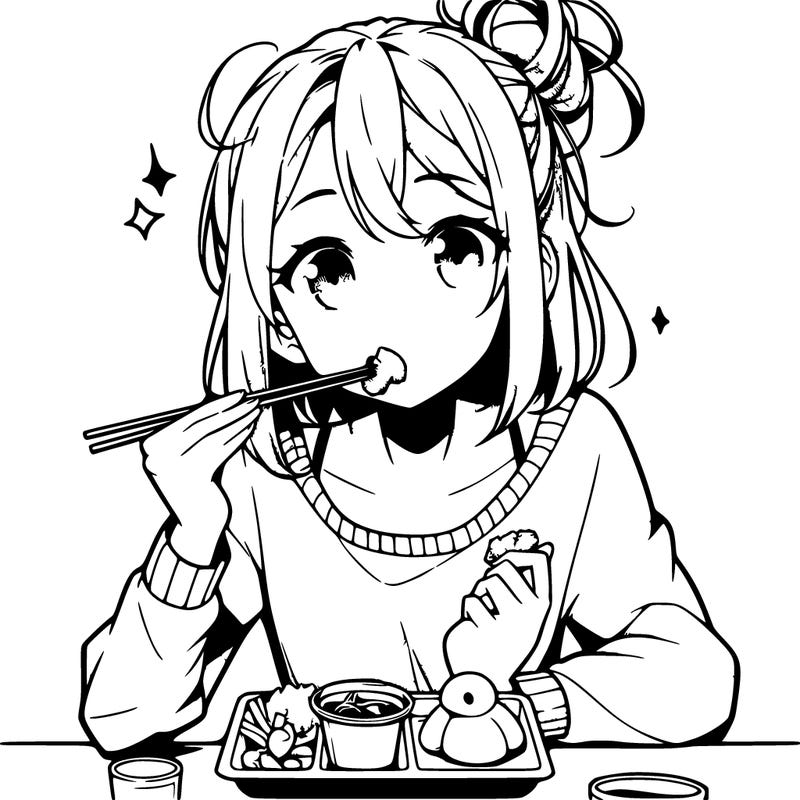 anime girl eating food