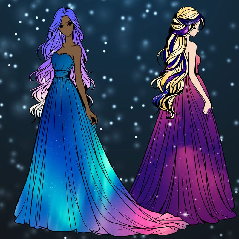 realistic woman with long flowing dress