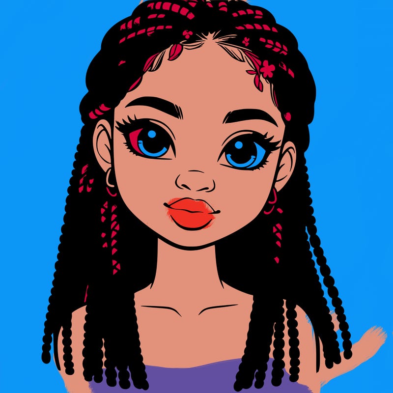 a realistic black girl with braids