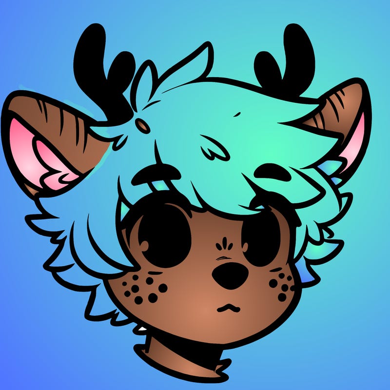 a humanoid deer with soft fluffy ears