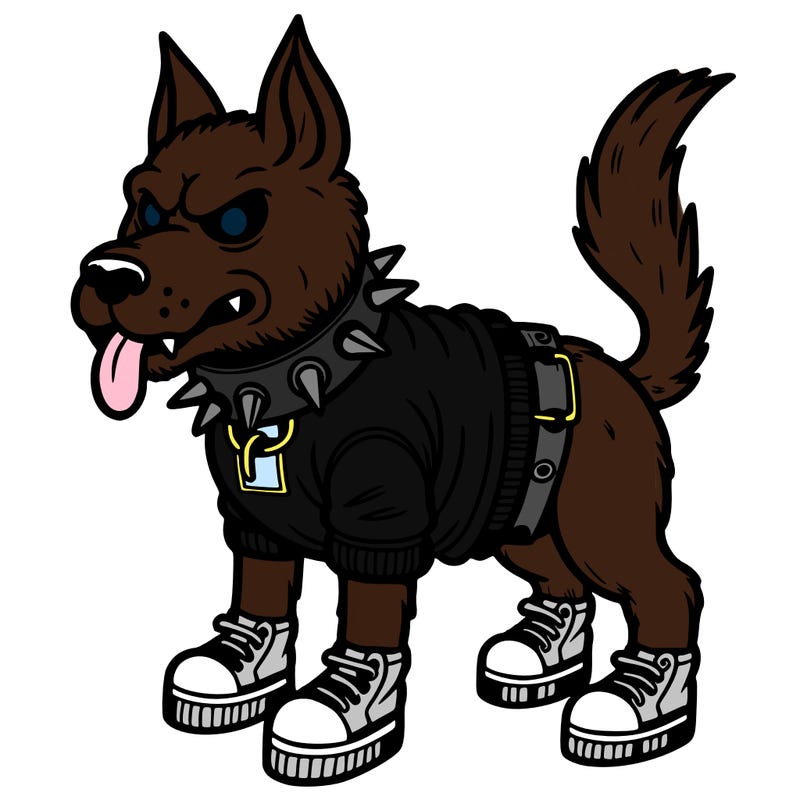hellhound wolf with clothes