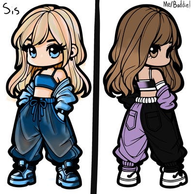 girl in crop top and baggy pants