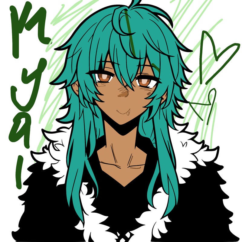 anime guy, long white hair, a red fluffy shirt