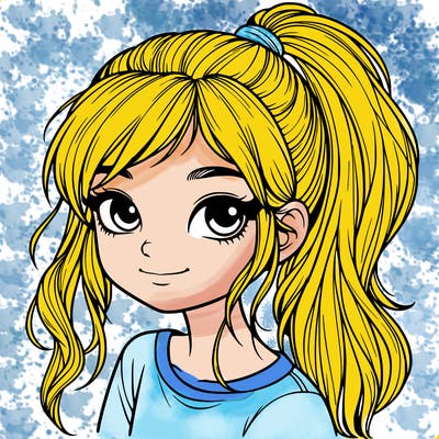 realistic girl with ponytail