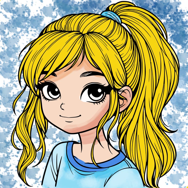 realistic girl with ponytail