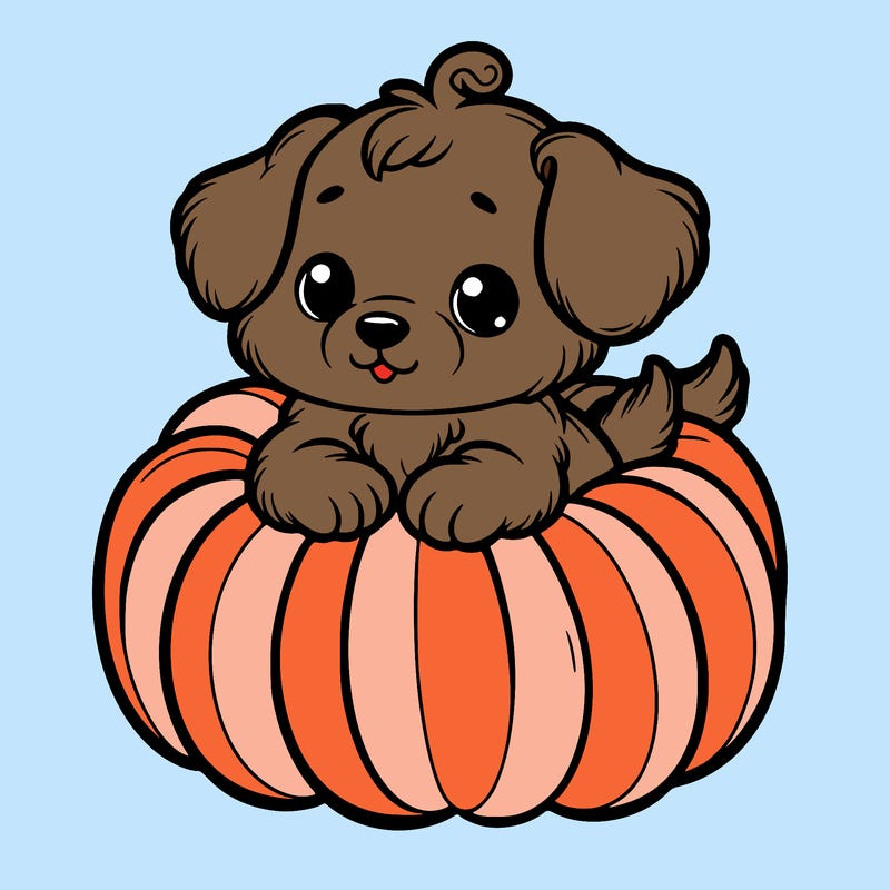 cute little puppy in a pumpkin