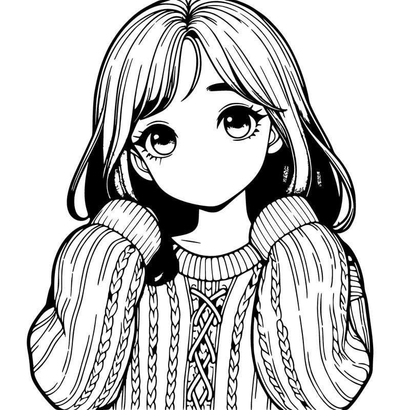 realistic girl with really cute sweater