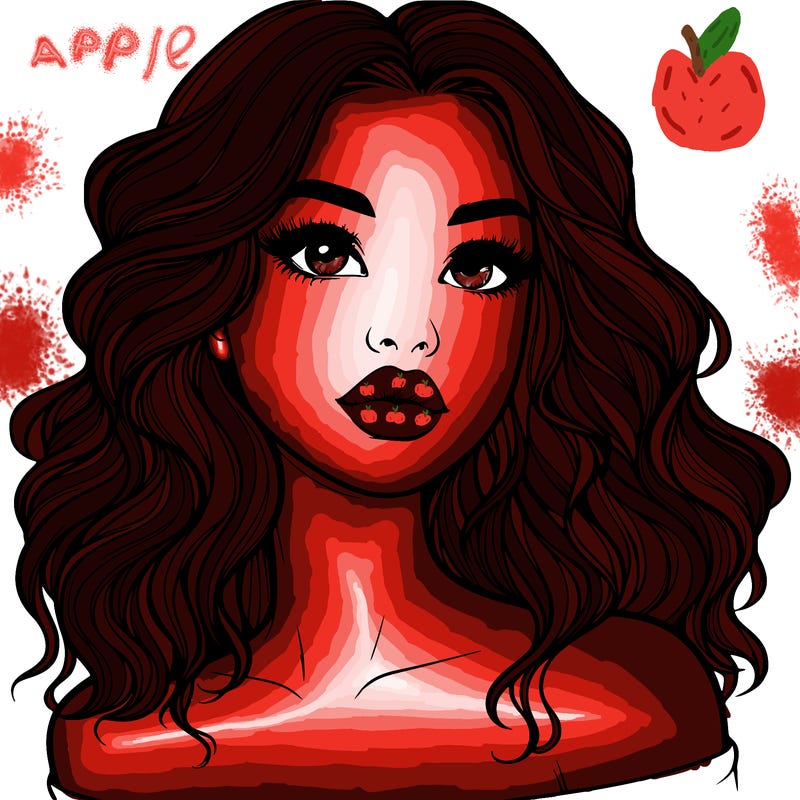 realistic girl with wavy hair and lips