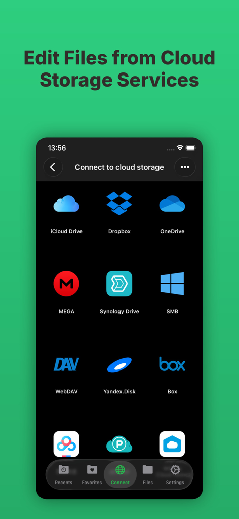 Evertag: Music Tag Editor - Interface showing cloud storage connection options in Evertag music tag editor including iCloud Dropbox and OneDrive