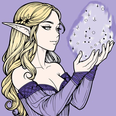 realistic elf girl doing magic