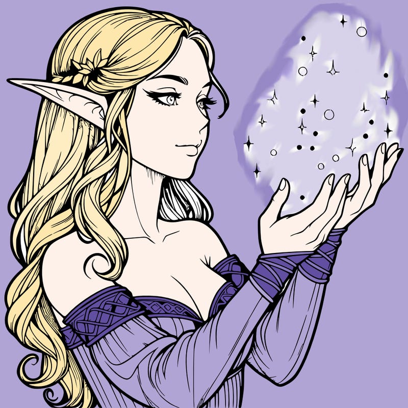 realistic elf girl doing magic